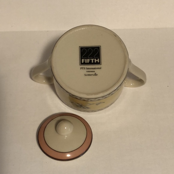 222 Fifth Cover Sugar Bowl Somerville Two Handle Floral - Picture 3 of 3